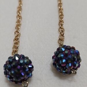 Gold and Purple Beaded Earrings